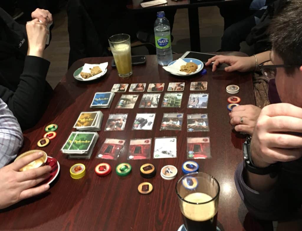 playing splendor at snakes and lattes