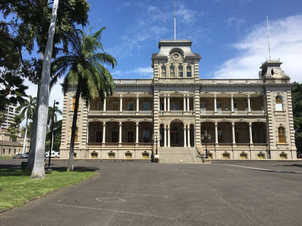 Walking Outside of Iolani palace in Honolulu